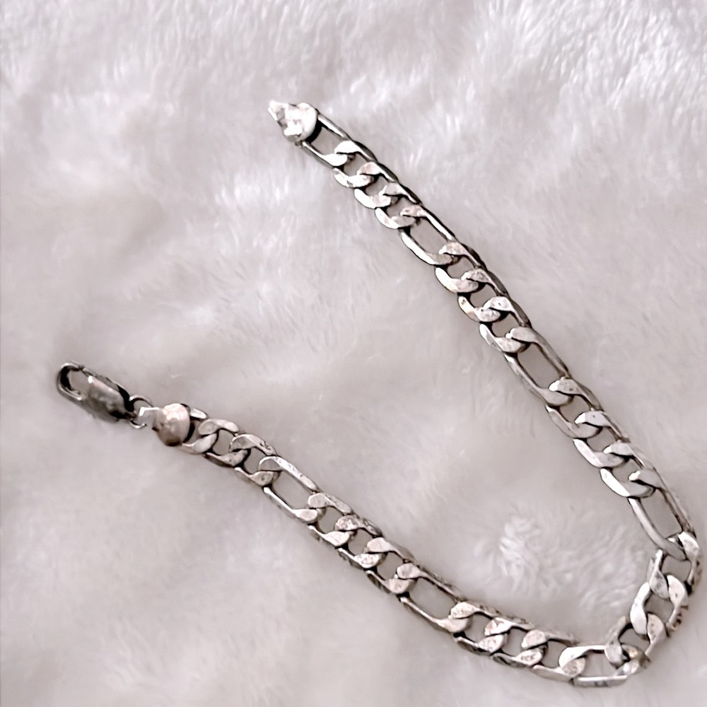 🩶 VINTAGE 7-3/4” SILVER PLATED LOBSTER CLAW CLASP LINK BRACELET Unisex OS - Picture 4 of 6